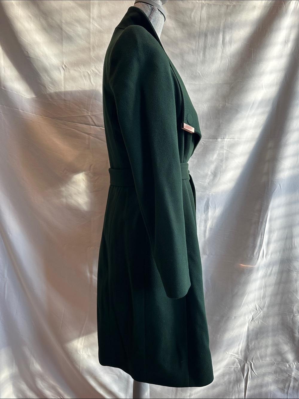 Ted Baker Womens Rose Belted Midi Wool Long Sleeve Coat, Green - Picture 3 of 16